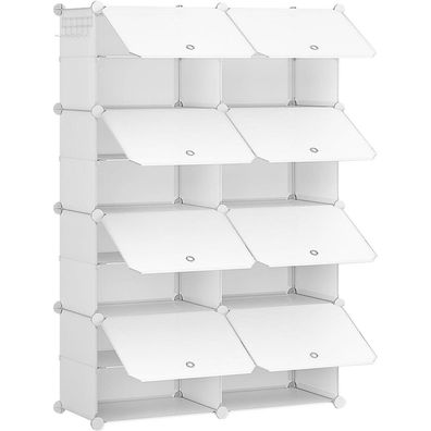 HOOBRO Schuhregal 8 Fächer Schuhschrank Würfelregal Tür 32 Paar Schuhe