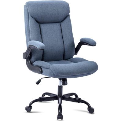 Ergonomischer Bürostuhl mit hochklappbarer Armlehne, höhenverstellbar, navy blau