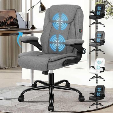 Alfordson Ergonomischer Massage Bürostuhl Mid Back Klappbare Armlehne Schwarz