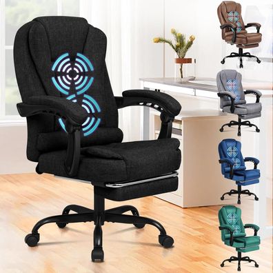 Alfordson Massage-Bürostuhl mit Fußstütze 150° Neigung Samt Schwarz