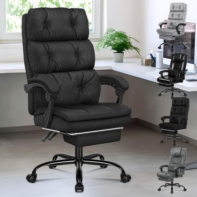 Bürostuhl mit Doppellagigem Kissen, 150°-Liege, Neigbar, 360° Drehbar, Schwarz
