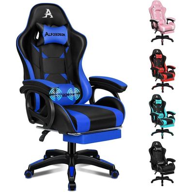 Bürostuhl Alfordson Massage-Lendenkissen ergonomisch höhenverstellbar Blau