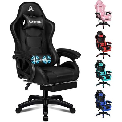 Alfordson Bürostuhl Massage-Lendenkissen ergonomisch höhenverstellbar Schwarz