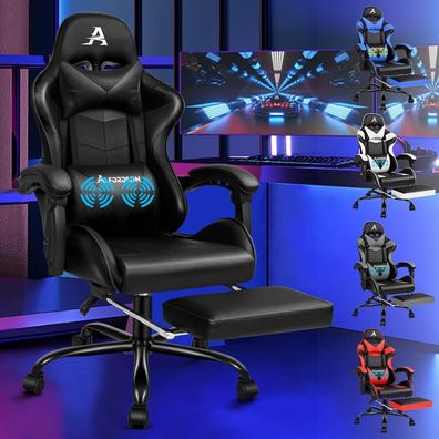 Gaming-Stuhl Alfordson Ergonomisch Massage PU Leder Schwarz 180kg