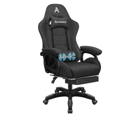 Alfordson Bürostu?hl mit Massage-Lendenkissen, ergonomischer Drehstuhl Grau