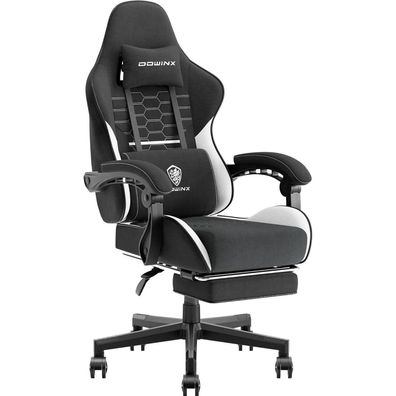 Dowinx Gaming Stuhl Bürostuhl mit Massage Fußstütze Schwarz