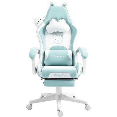 Dowinx Gaming Stuhl Katze Edition Ergonomischer Computerstuhl PU-Leder Blau