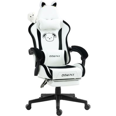 Dowinx Gaming Stuhl Süße Hund Edition Ergonomisch PU-Leder weiß Kaninchen