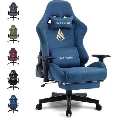 Symino Gaming Stuhl Blau Hochwertiger Bürostuhl mit Fußstütze