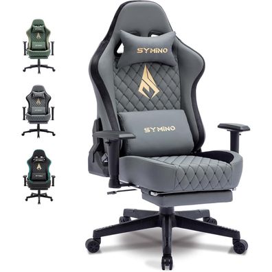 Symino Gaming Stuhl Racing Style 200kg Belastbarkeit verstellbar Grau