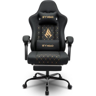 Symino Gaming Stuhl Racing Style 200 kg Belastbarkeit Vintage PU Leder Schwarz