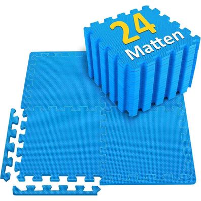 Bodenschutzmatte Fitness Set [24/36/48] Puzzlematte Eva rutschfest 2.22 Qm Blau