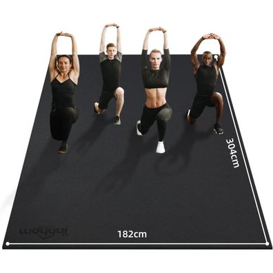 innhom Bodenschutzmatte Fitnessgeräte rutschfest 304x182x0,7cm Schwarz