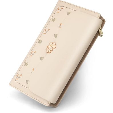 Damen Geldbörse Groß Langformat PU Leder Portemonnaie Viele Fächer Zipper