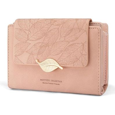 REETEE Damen Geldbörse Klein mit vielen Fächern und Zipper Münzfach in Rosa