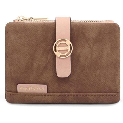 Damen Geldbörse Klein PU Leder Portemonnaie mit Zipper Münzfach