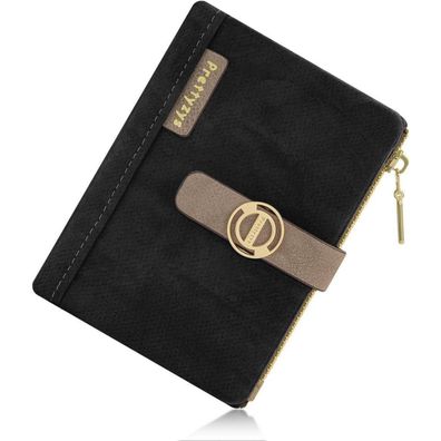 Damen Geldbörse Klein PU Leder Portemonnaie mit Zipper Münzfach