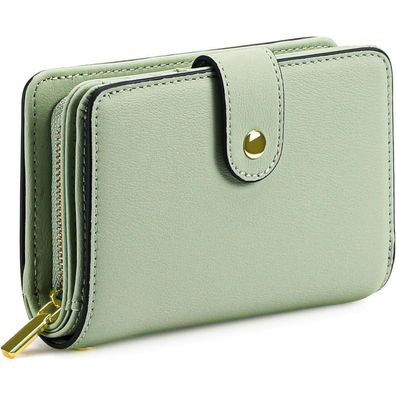 Gaekeao Damen Portemonnaie RFID-Schutz Zipper Münzfach Veganes Leder Grün
