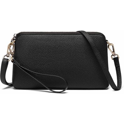 Gaekeao Umhängetasche Damen Crossbody Bag Kartenfächer Schultergurt A01-1schwarz