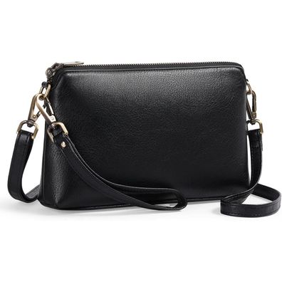 Umhängetasche Damen Crossbody Bag Geldbörse Kartenfächer A04 Hellbraun