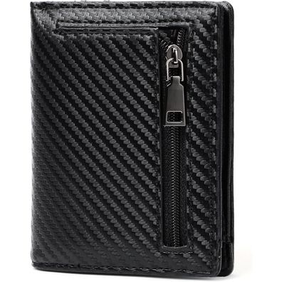 Gaekeao Slim Wallet Herren RFID Geldbörse Münzfach Karten ID-Fenster Schwarz