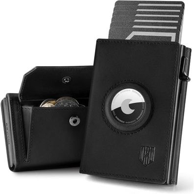 Dodensha Airtag Wallet Herren XL Münzfach RFID Schutz Schwarz