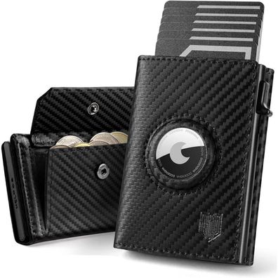 Dodensha Airtag Wallet Herren XL Münzfach RFID Schutz Stylisch Luxus Waldcarbon