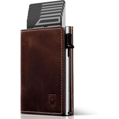 Dodensha MagSnap Slim Wallet Herren RFID Schutz Münzfach BraunSilber