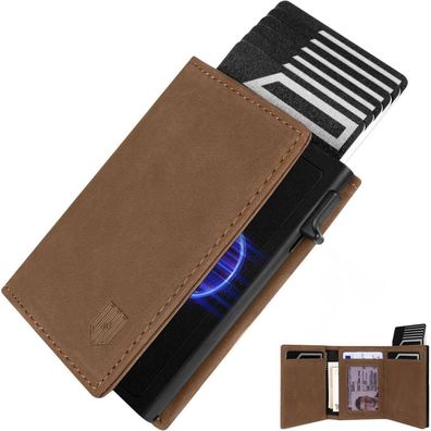 Dodensha MagSnap Slim Herren Portmonee RFID Schutz Braun