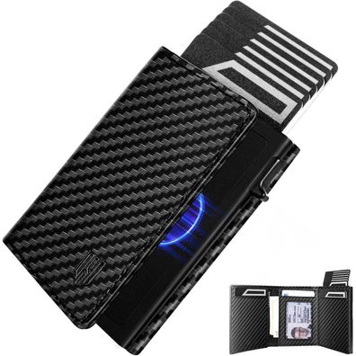 Dodensha MagSnap RFID Herren Slim Wallet Münzfach Kreditkartenetui Carbon