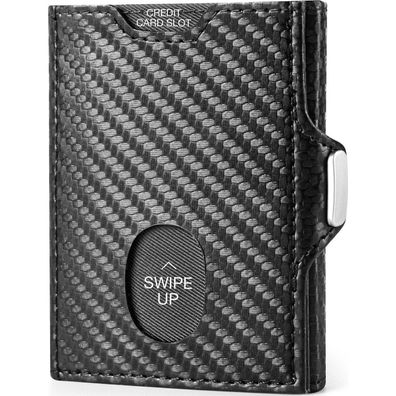 Mini Geldbörse RFID Herren Portmonee Kartenetui Slim Wallet Schwarz