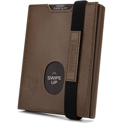 Dodensha Mini Geldbörse RFID Münzfach Portemonnaie Leder Slim Wallet Vintage