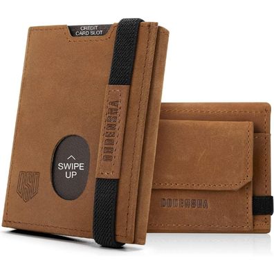 Dodensha Mini Geldbörse RFID Kreditkartenetui Braun-7 Kartensteckplätze