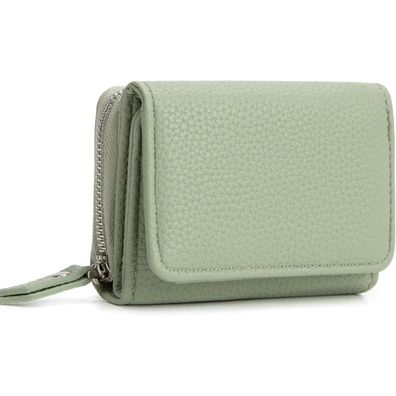 Chaofanxi Trifold Geldbörse Damen Leder mit 6 Kartenfächern Grün