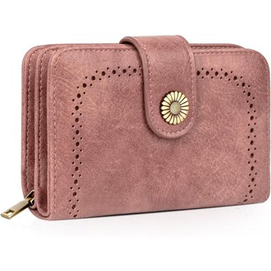 TEUEN Damen Geldbörse Vintage PU Leder RFID Schutz Rosa