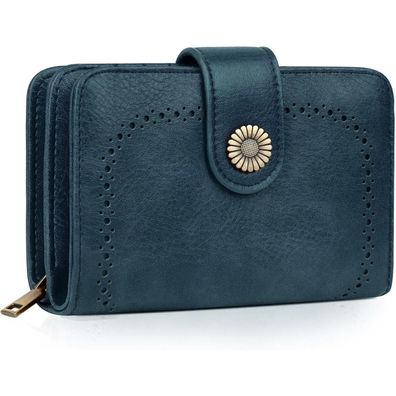 TEUEN Geldbeutel Damen Vintage PU Leder Brieftasche RFID Rubinrot