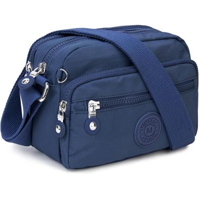 TEUEN Kleine Schultertasche Damen Wasserfest Nylon Marineblau