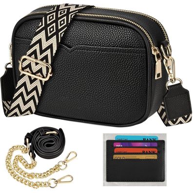 TEUEN Umhängetasche Schwarz Crossbody in Lederoptik
