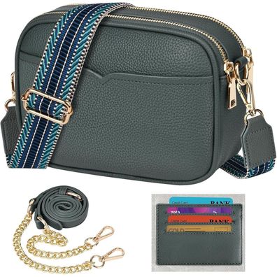 TEUEN Umhängetasche Grün Crossbody in Lederoptik