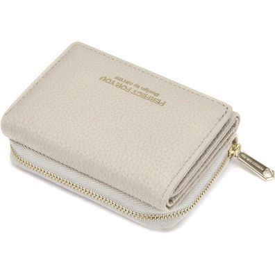 ANYWN Damen Geldbörse klein mit großem Münzfach 33-Beige