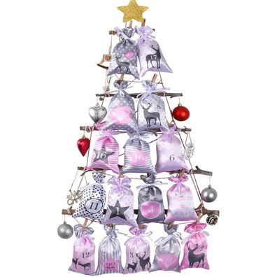 Adventskalender zum Befüllen Weihnachtskalender Selbstbefüllen Rosa Grau