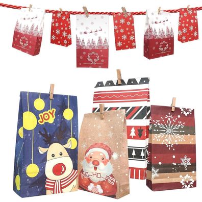 Adventskalender zum Selbst Befüllen mit Pinguinmotiv, Kinder & Erwachsene, DIY