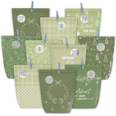 Adventskalender zum Befüllen DIY Kraftpapiertüten Weihnachtsdeko