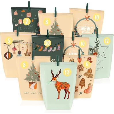 Adventskalender 24 Weihnachtskalender Papiertüten DIY Geschenktüten