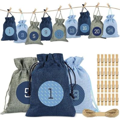 Sprinlot Adventskalender Weihnachtskalender Säckchen Stoffbeutel