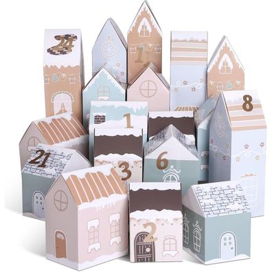 Adventskalender Boxen Kinder Weihnachtskalender Häuser Schachteln 24