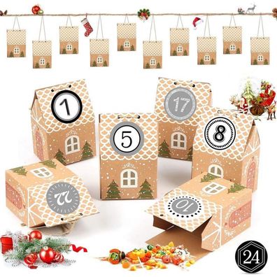24er Schwarz DIY Adventskalender Haus Befüllen Weihnachten 2024