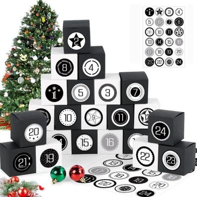 Adventskalender zum Befüllen 24 DIY Schachteln Geschenkboxen Sterne