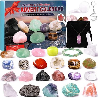 Kristalle Mineralien Adventskalender 2024 Kinder Geologie Geschenk Jungen