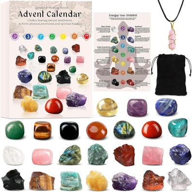 Adventskalender 2024 Kristalle Chakra-Steine 24er Weihnachts-Countdown